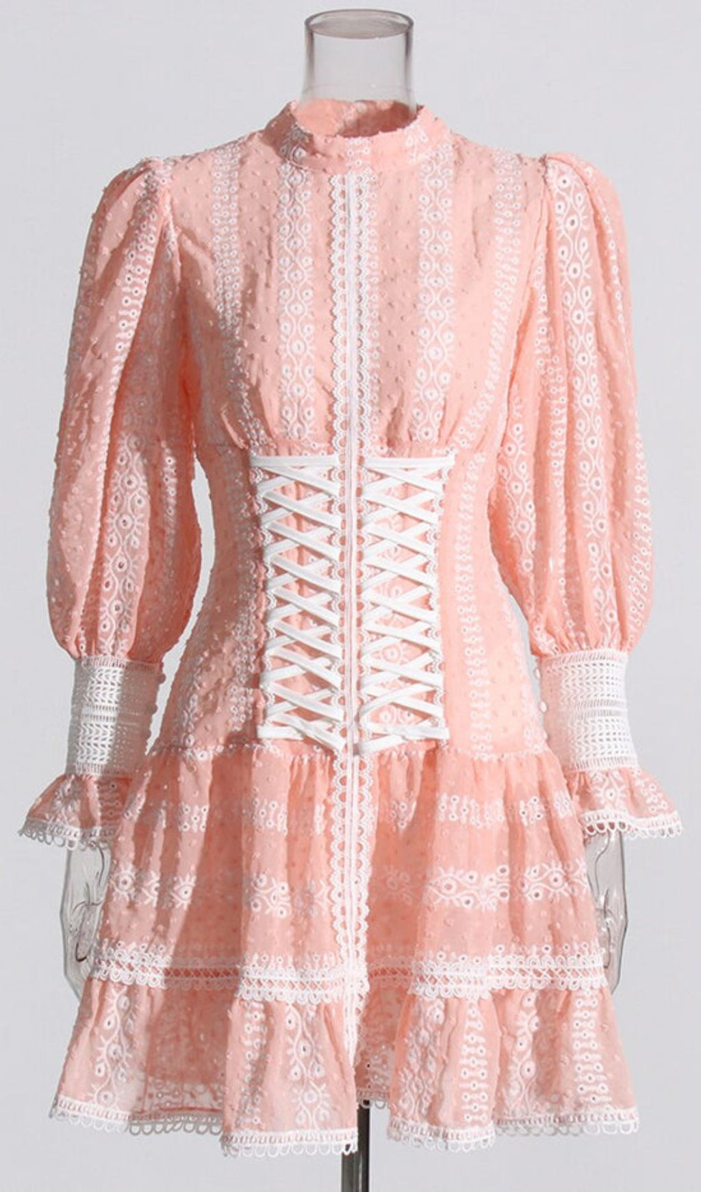 Romantic Pink Ruffle Corset Mini Dress