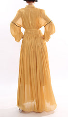 Jeseray Golden Yellow Pleated Maxi Dress