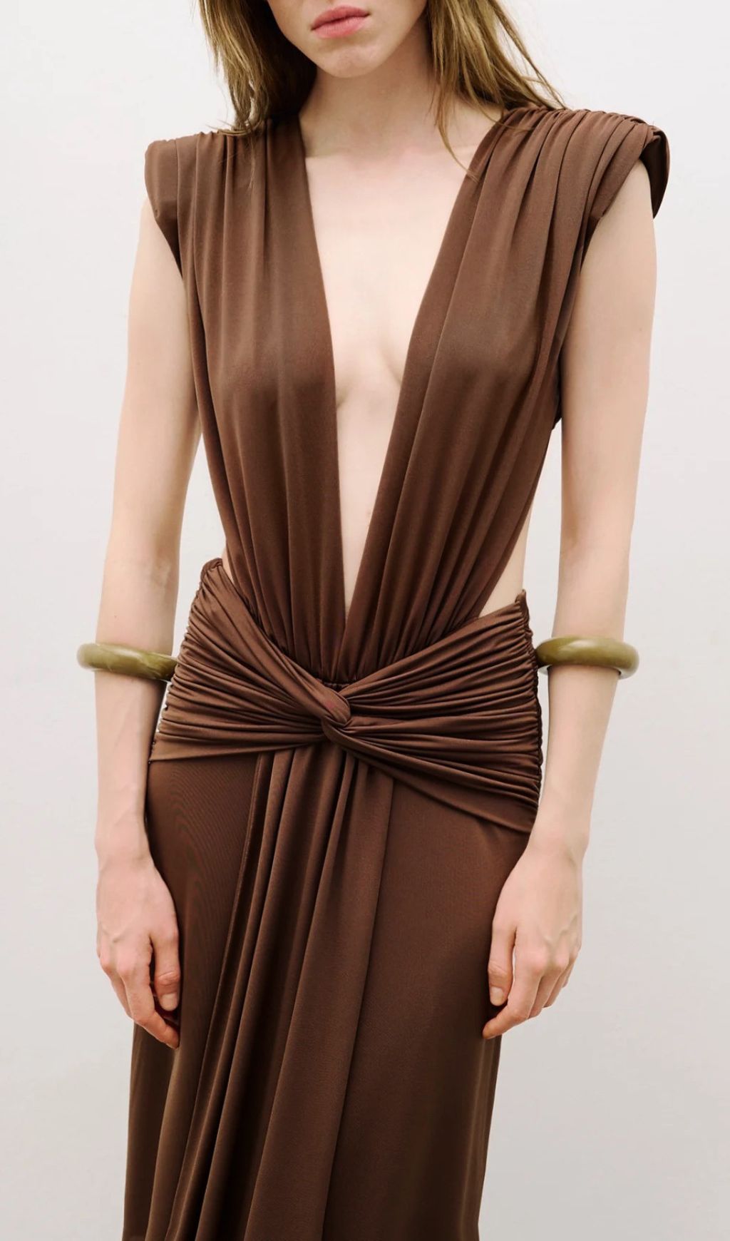 Joselyn Deep V-Neck Knotted Maxi Dress