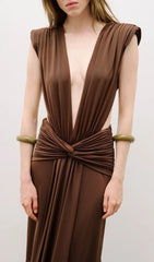 Joselyn Deep V-Neck Knotted Maxi Dress