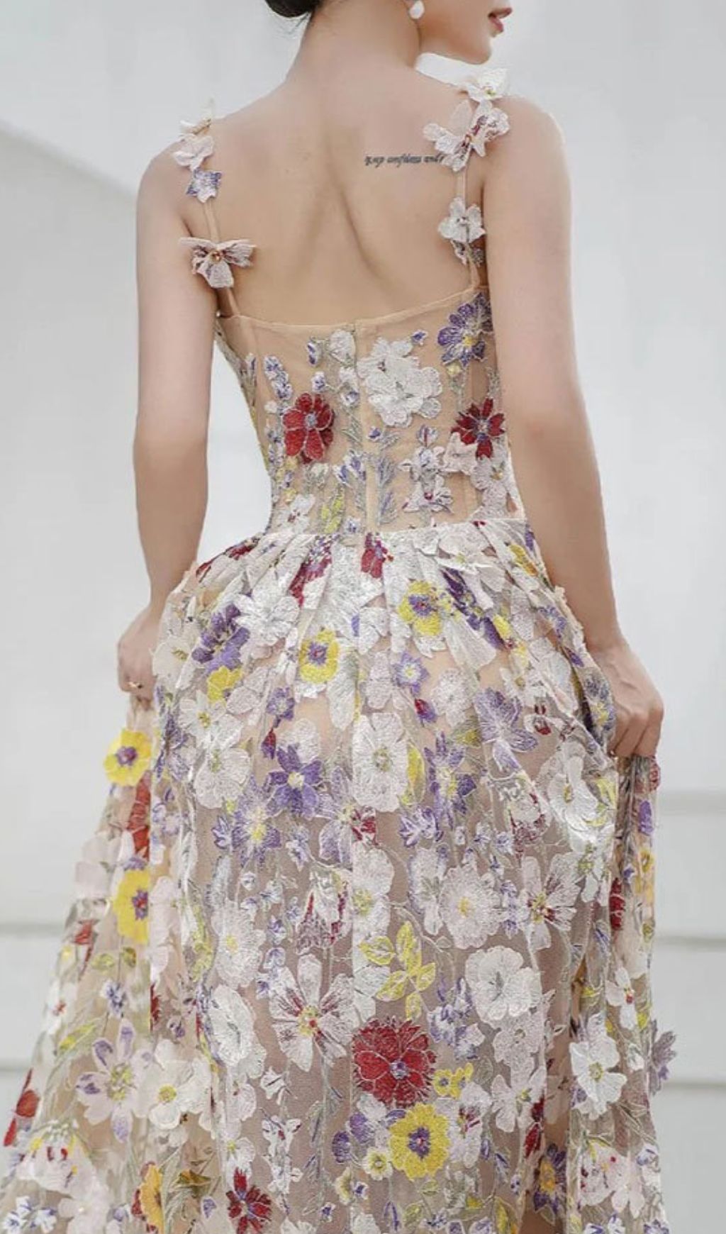 Jansje Enchanted Floral Appliqu Maxi Dress