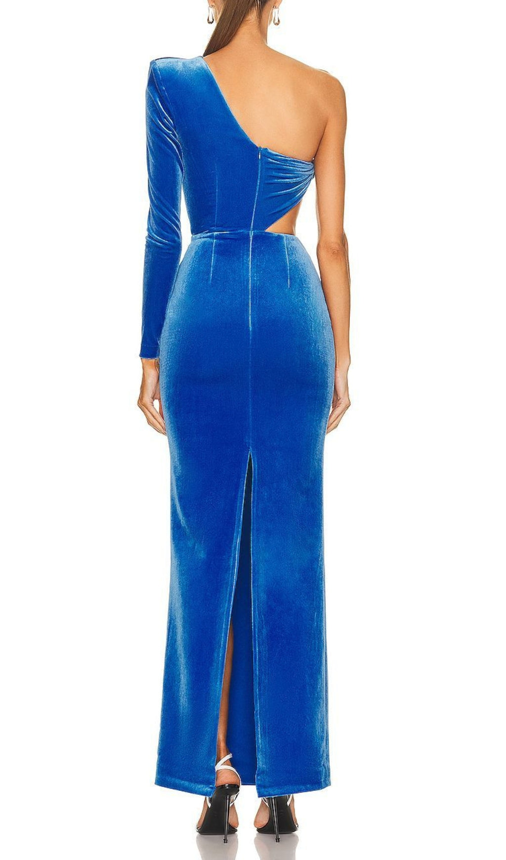 Daniil Royal Blue Velvet One-Shoulder Maxi Dress