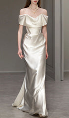Carmiya Luxurious Satin Off-Shoulder Bridal Gown