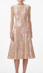 Chaniya Glamorous Rose Gold Sequin Midi Dress