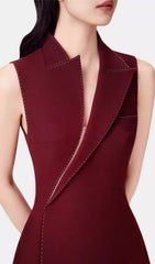 Galatea Tailored Asymmetrical Sleeveless Midi Dress