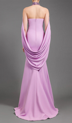Lavender Rhinestone Cape Gown