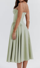Dextra Chic Sage Green Strappy Bustier Midi Dress