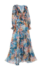 Fenicia Blue Floral Maxi Dress