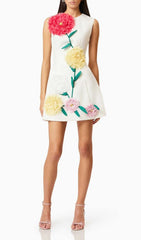 Erica White 3D Floral Mini Dress