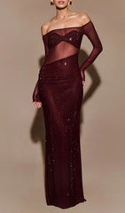 Jacinthe Glamorous Off-Shoulder Diamante Maxi Dress