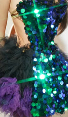 Melina Dazzling Sequin Corset & Purple Tulle Mini Skirt Set