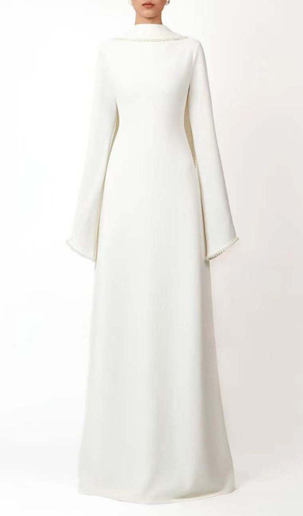 Hidi Shawl Pearl-Trimmed Maxi Dress