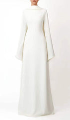 Hidi Shawl Pearl-Trimmed Maxi Dress