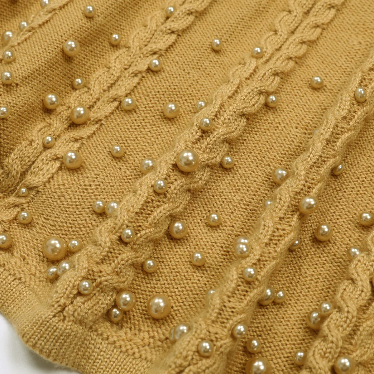 Jace Pearl Embellished Cable Knit Midi Dress