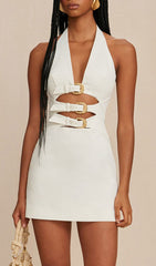 Brynly White Halter Mini Dress