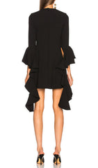 Hanzo Black Bell Sleeve Mini Dress