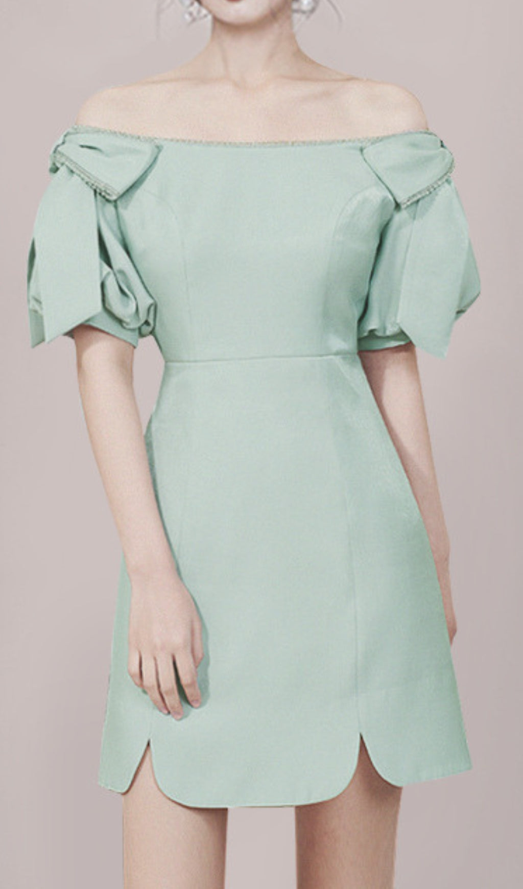 Donae Chic Off-Shoulder Mint Green Mini Dress