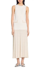 Elegant Pearl-Beaded Sleeveless Knit Maxi Dress for Women