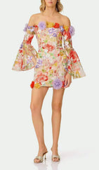 Iga Floral Embroidered Off-Shoulder Mini Dress
