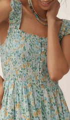 Fahari Smocked Floral Midi Dress