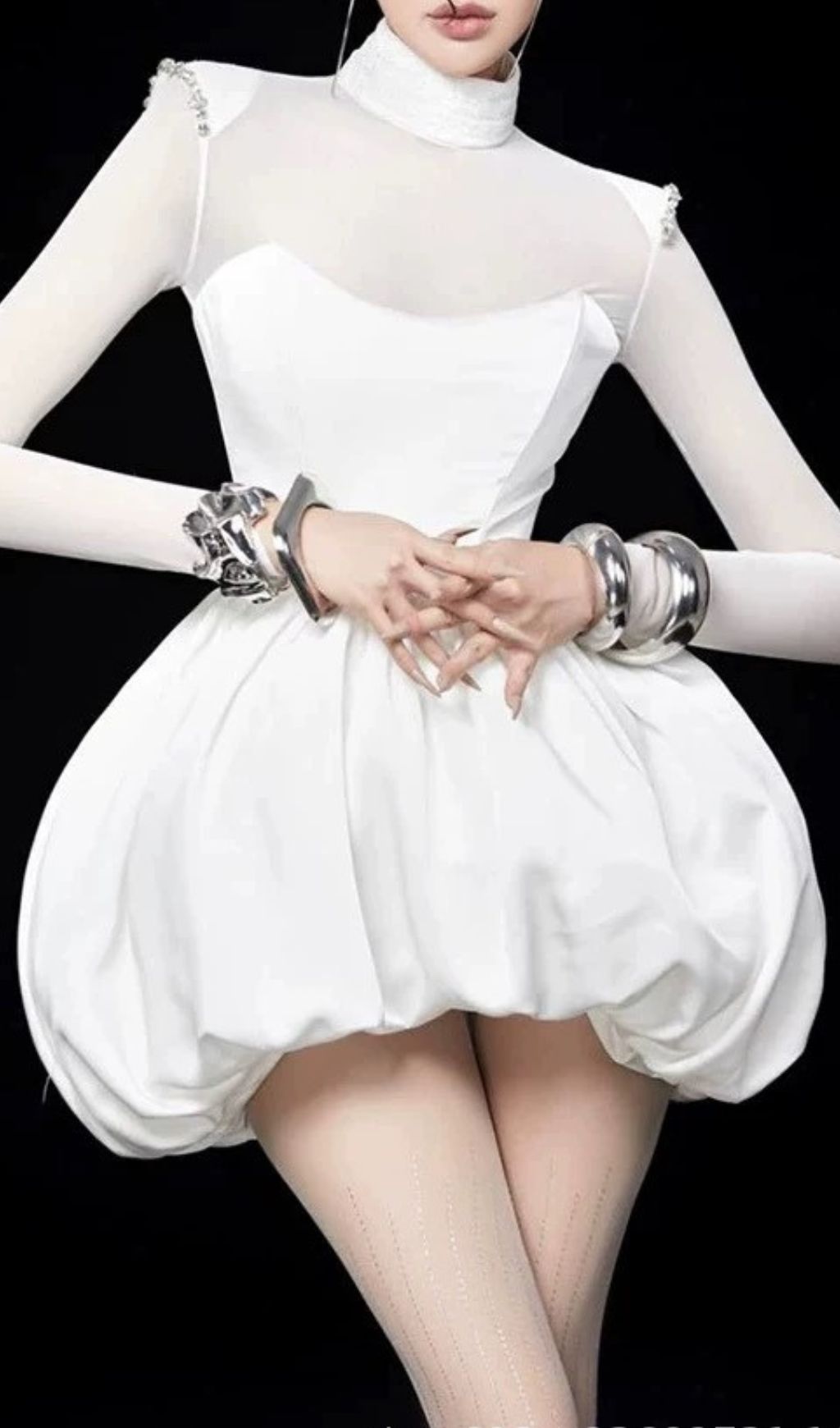 Jana Chic White Bubble Hem Mini Dress