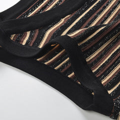 Jamaica Coffee Striped Knit Maxi Dress
