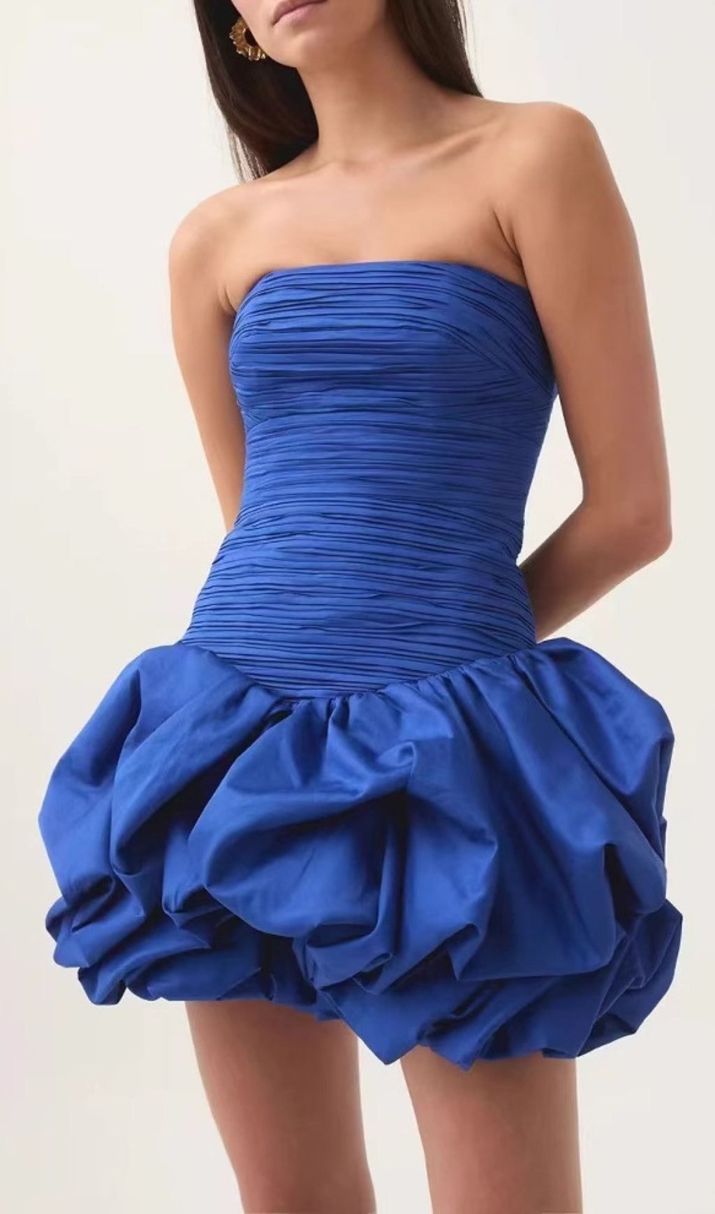 Ellen Strapless Ruched Bubble Mini Dress