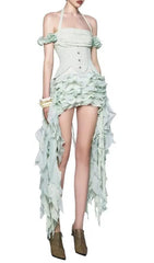 Dalilah Ethereal Corset Ruffle Mini Dress