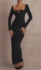 Glamorous Black Crystal Embellished Maxi Dress
