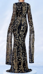 Cicely Opulent Gold Sequin Maxi Dress