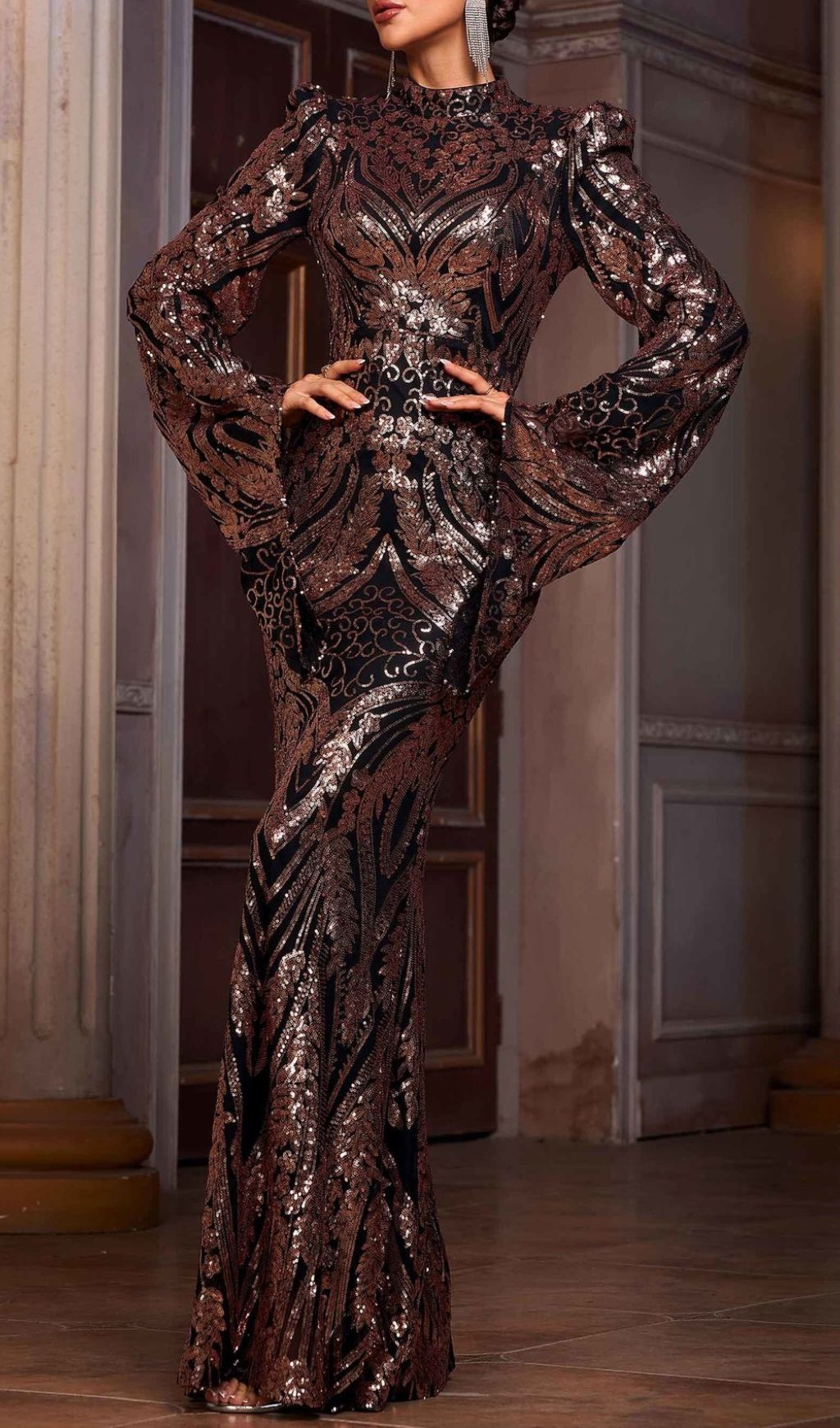 Iben Dazzling Sequin Maxi Dress