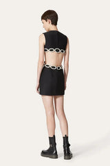 Dazzling Crystal Cutout Bandage Mini Dress for Women