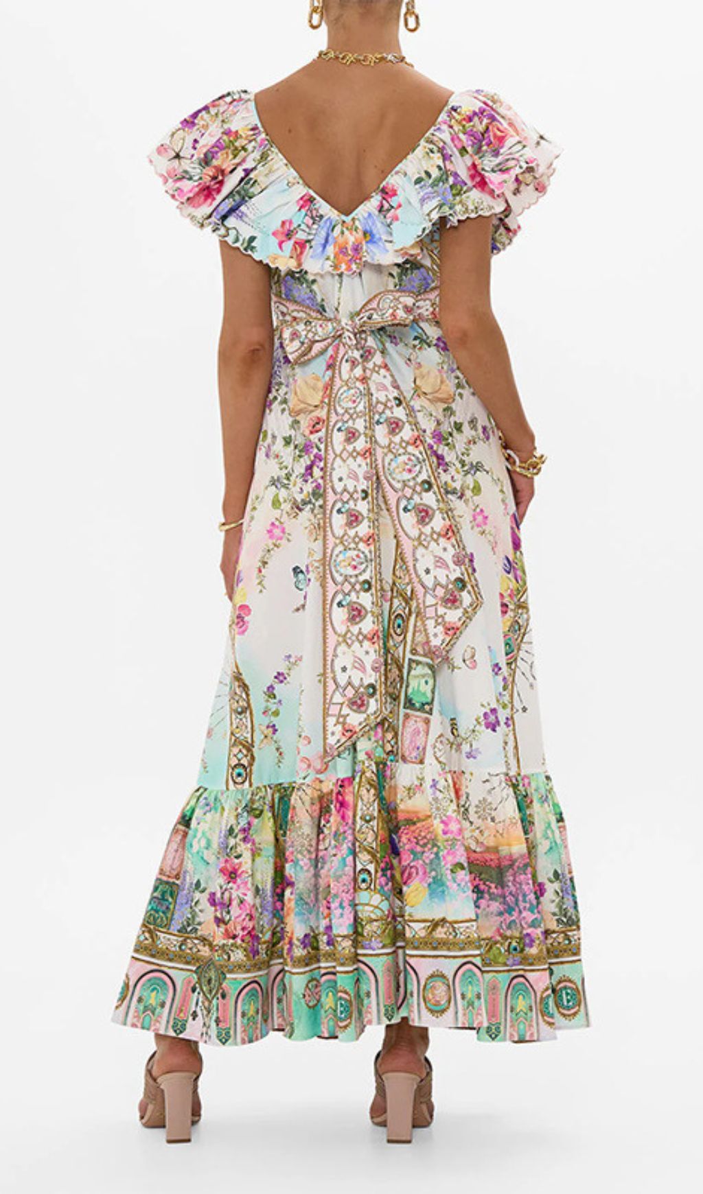 Girija Enchanting Floral Deep V-Neck Maxi Dress