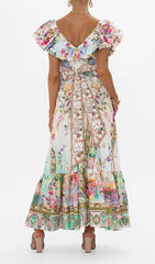 Girija Enchanting Floral Deep V-Neck Maxi Dress