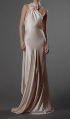 Carmelo Blush Pink Halter Maxi Gown