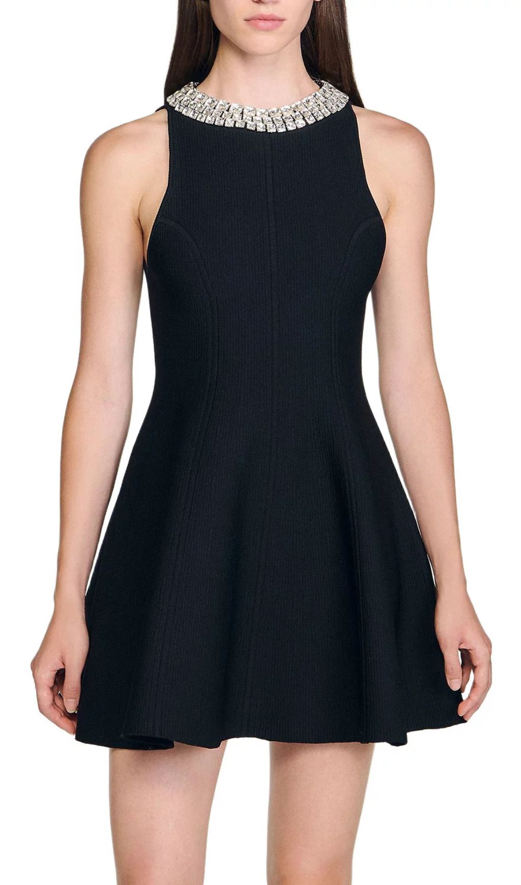 Glamorous Rhinestone Collar Fit & Flare Mini Dress