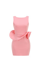 Dovizia Pink Rosette Backless Mini Dress