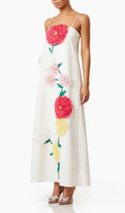 Erica Strappy Maxi Dress with Vibrant 3D Floral Embellishments