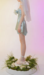 Chickoa Dreamy Mint Strapless Floral Mini Dress