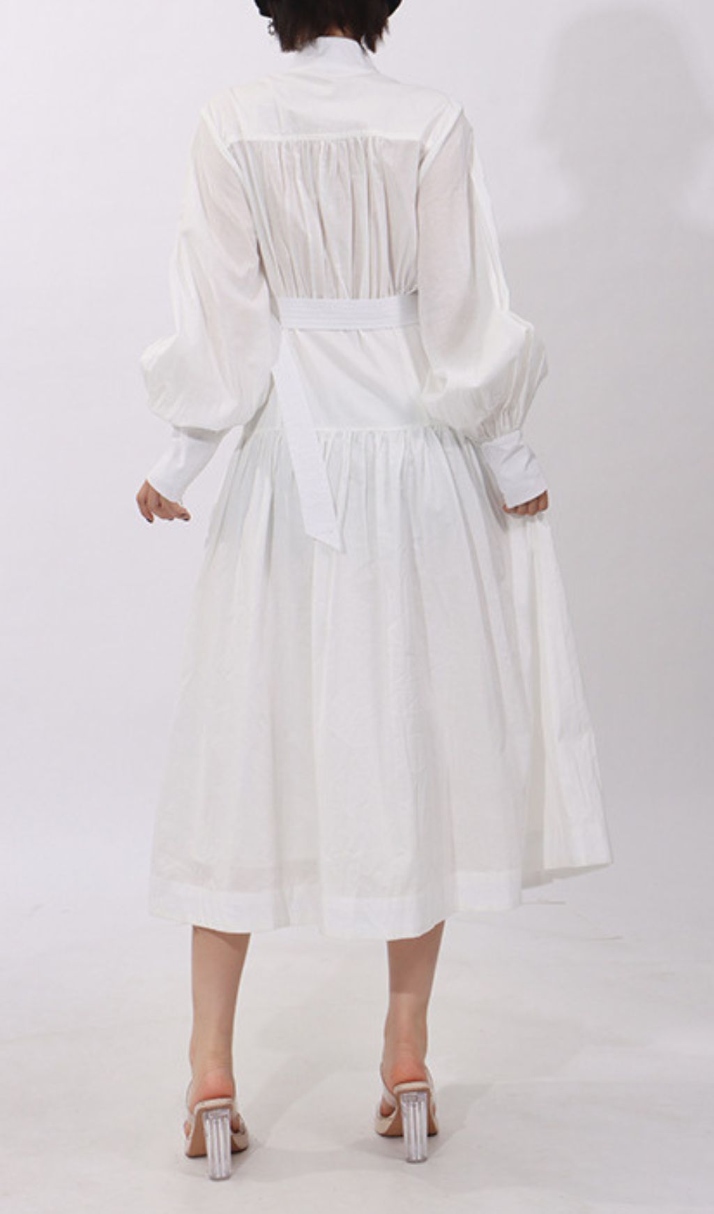 Harlee White Button-Down Midi Dress