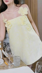 Ella Buttery Yellow Floral Appliqu Mini Dress