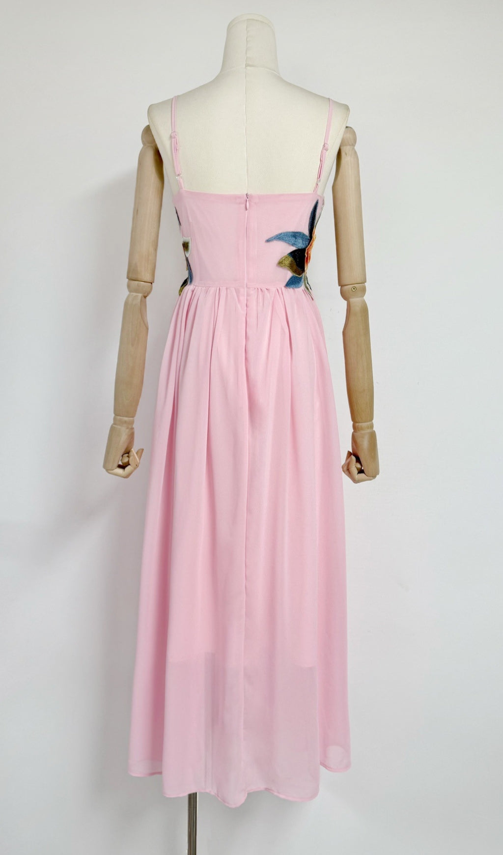 Emanuele Enchanting Pink Floral Embroidered Maxi Dress