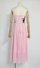Emanuele Enchanting Pink Floral Embroidered Maxi Dress