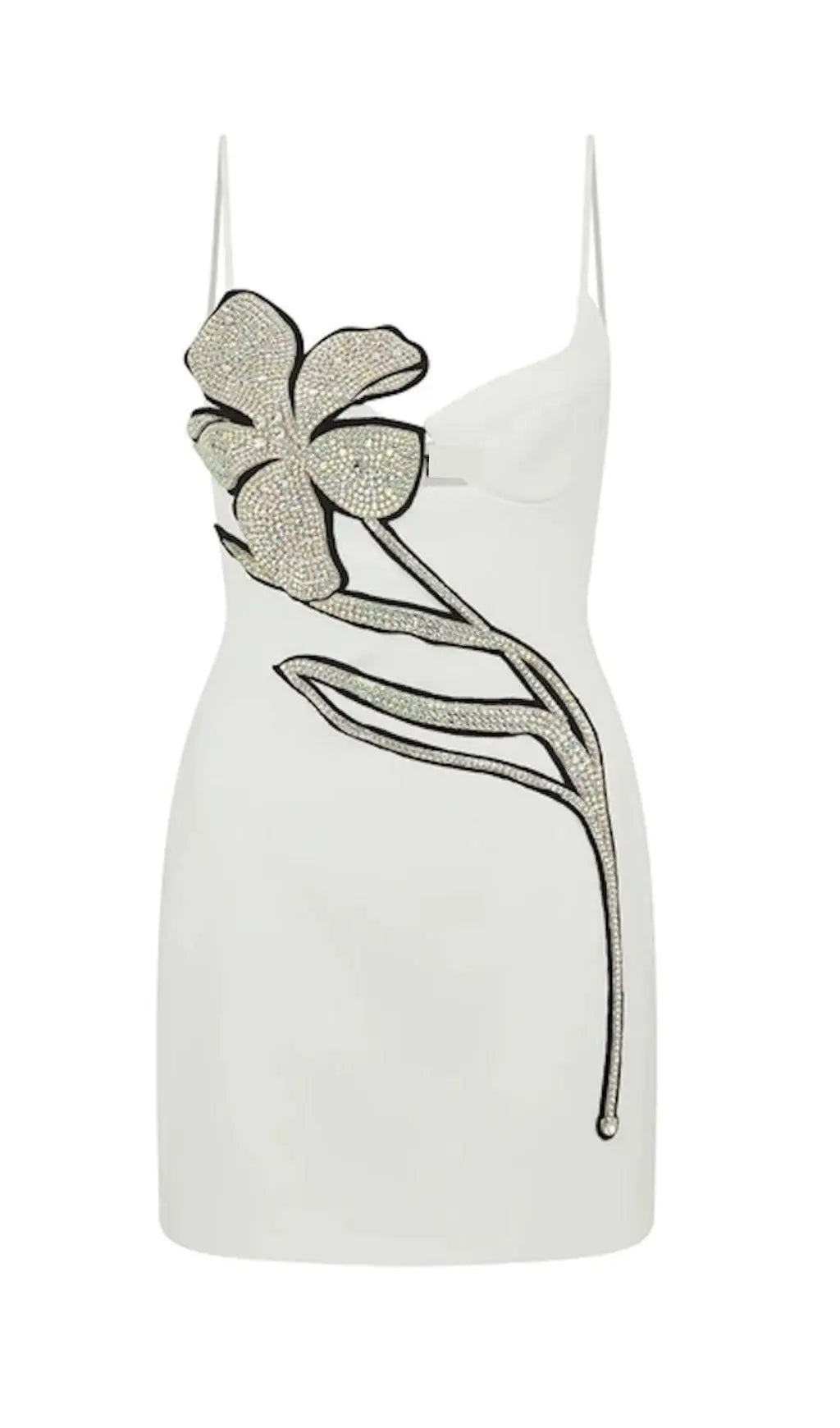 Sparkling Crystal Flower Bodycon Mini Dress for Women