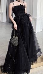 Chiye Starlit Black Tulle Maxi Dress