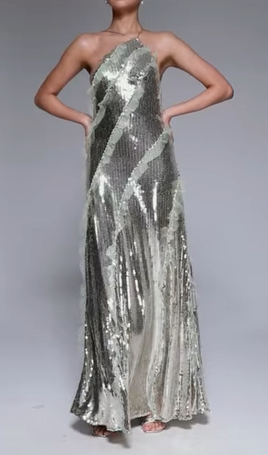 Glamorous Gust Halter Sequin Backless Maxi Dress