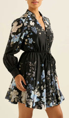 Chic Floral Long Sleeve Mini Dress