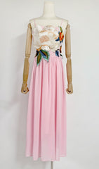 Emanuele Enchanting Pink Floral Embroidered Maxi Dress