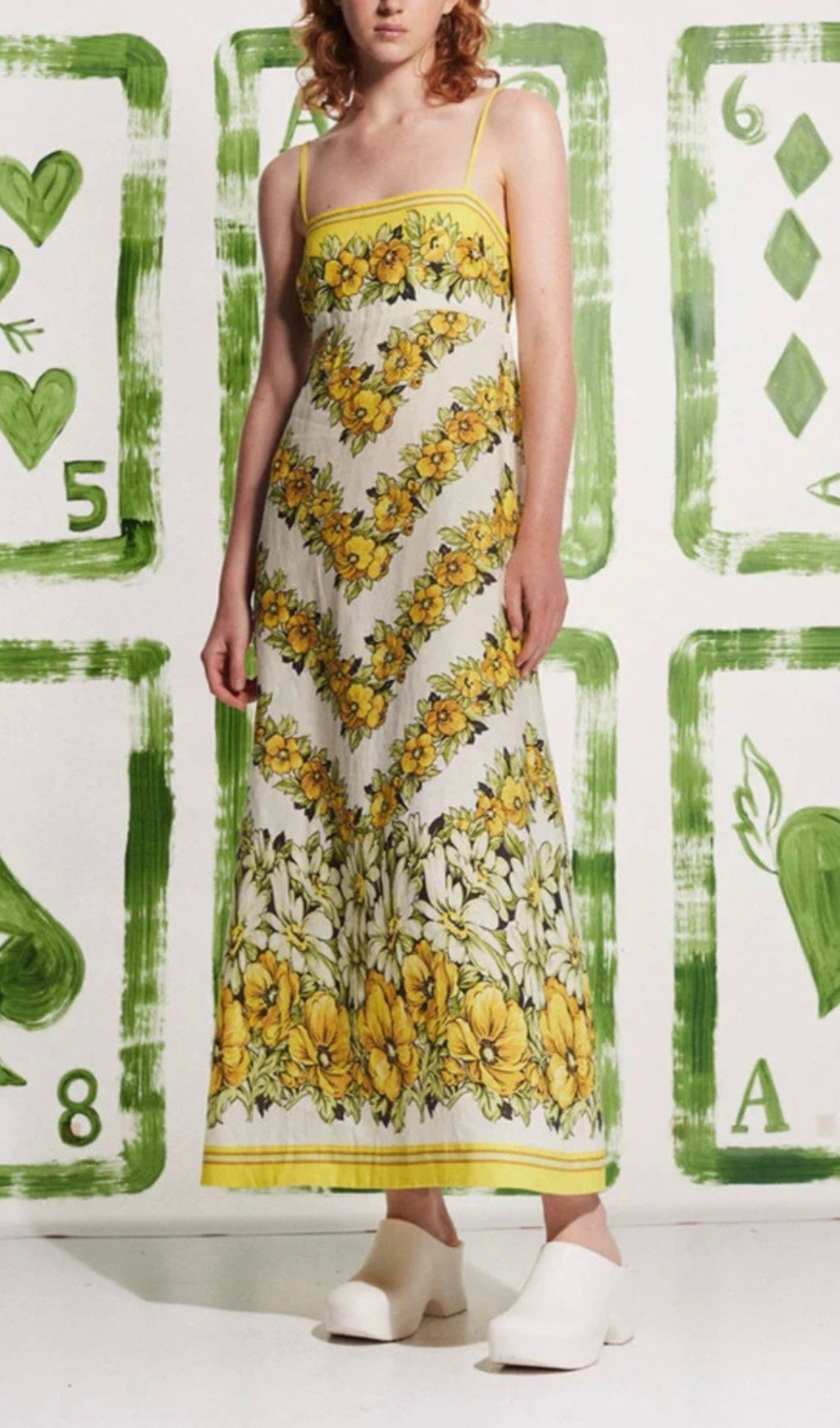 Blaire Chic Yellow Floral Strappy Midi Dress