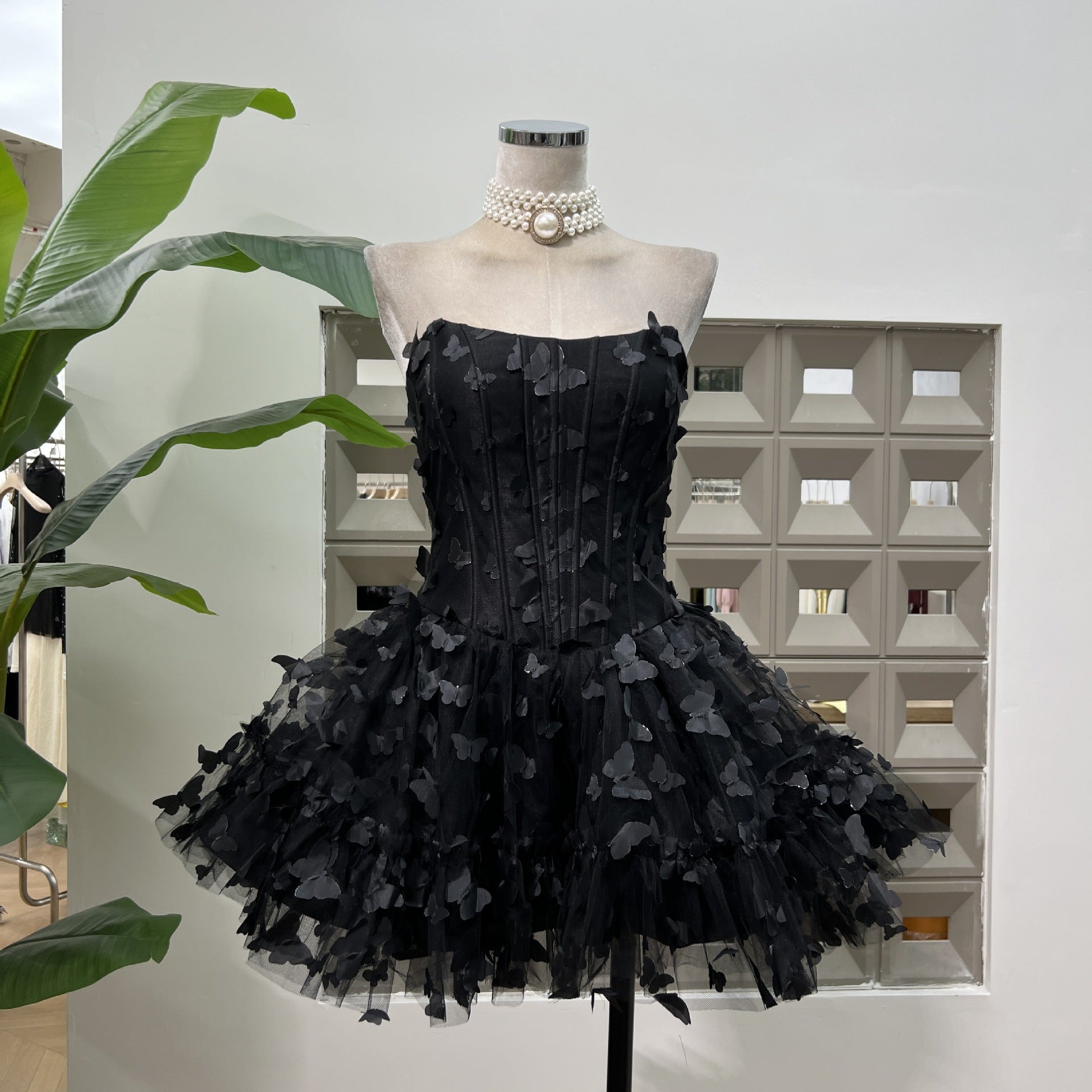 FYRA Strapless Pink Butterfly Corset Mini Dress